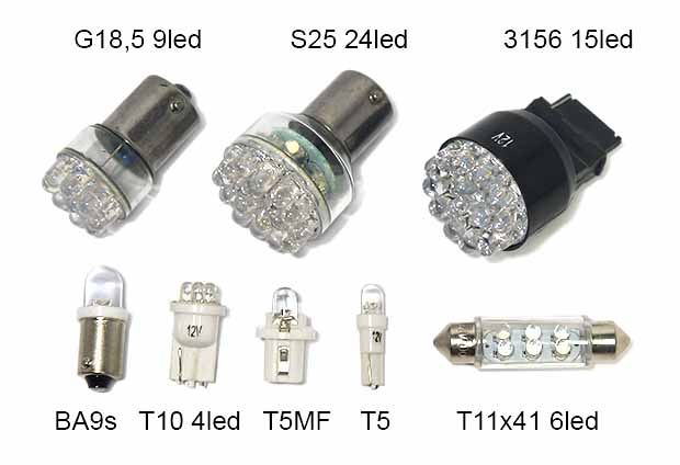 Автомобильные лампочки светодиодные SMD 3014 c маркировочным цоколем 1156, 1157 и Т10